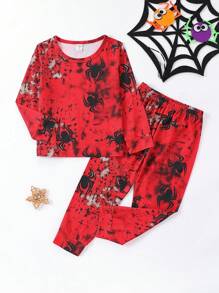 幼童男童蜘蛛印花家居服套裝 - 彩色 - 查看 1