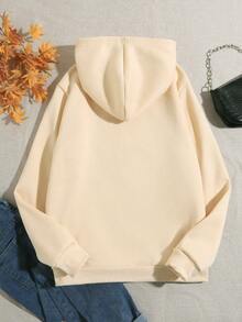SHEIN Unity Của phụ nữ In thư Hoodie Áo nỉ - Màu be - Xem 2