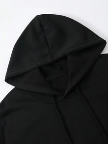 Manfinity EMRG 男款口號和骷髏印花寬鬆連帽衫 - 黑色 - 查看 5