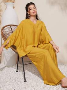Mulvari Women'S Solid Color Batwing Sleeve Two-Piece Set 2 Piece Set
