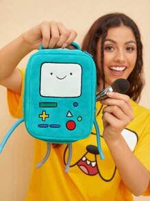 ADVENTURE TIME X SHEIN Cartoon Graphic Lake Blue Asymmetrical Handheld Cosmetic Bag, Gifts
