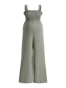 SHEIN Maternity Solid Wide Leg Cami Jumpsuit - Mint Green - View 2