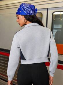 Gameset SHEIN Sport Women'S Letter Printed Zip-Up Sports Jacket - Grey - View 2