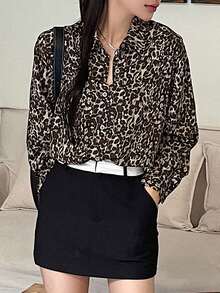 豹紋長袖襯衫 - 彩色 - 查看 4