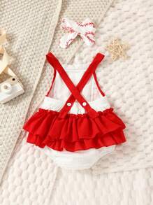 Đứa bé gái Dễ thương Và Niềm vui Bóng chày In Áo liền quần chặt Với băng đô Cho mùa xuân Và Mùa hè - trắng - Xem 2