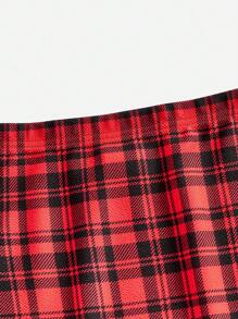 SHEIN Essnce 格紋印花包臀半身裙 - 彩色 - 查看 5