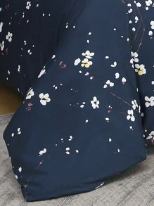 3 pièces Set de literie, microfibre, motif géométrique et floral, 1 housse de couette + 2 taies d'oreiller