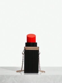 SHEIN SXY 時尚多功能簡約女款口紅盒斜背包 - 黑色 - 查看 2
