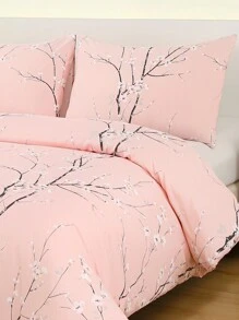 3-Pcs Bedding Set, Including 1pc Duvet Cover & 2pcs Pillowcases, Brushed Microfiber Fabric, Geometric & Floral Pattern