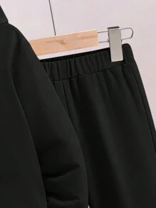 Cậu bé Tween Hoodie Và Quần thể thao  Bộ Với Lá thư Và In hoa bóng rổ - màu đen - Xem 6