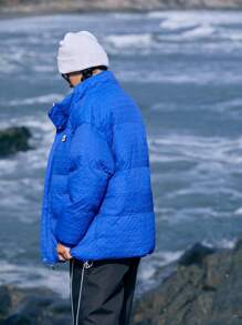 In My Nature Women's Zipper Front Outdoor Sports Coat With Letter Patch - Blue - View 2