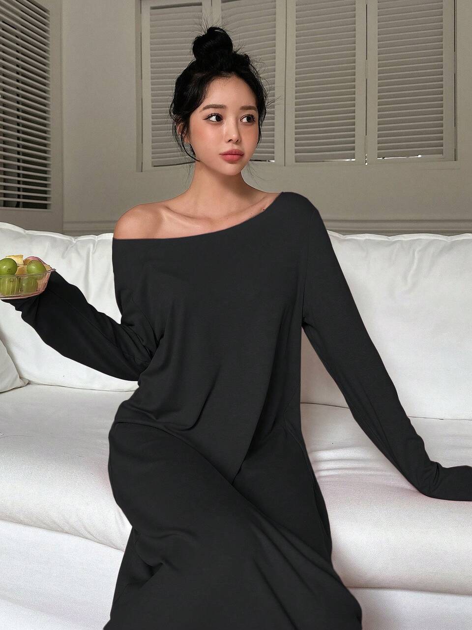 Women's Plain Long Nightgown Pajama, Fall, Winter