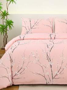 3-Pcs Bedding Set, Including 1pc Duvet Cover & 2pcs Pillowcases, Brushed Microfiber Fabric, Geometric & Floral Pattern
