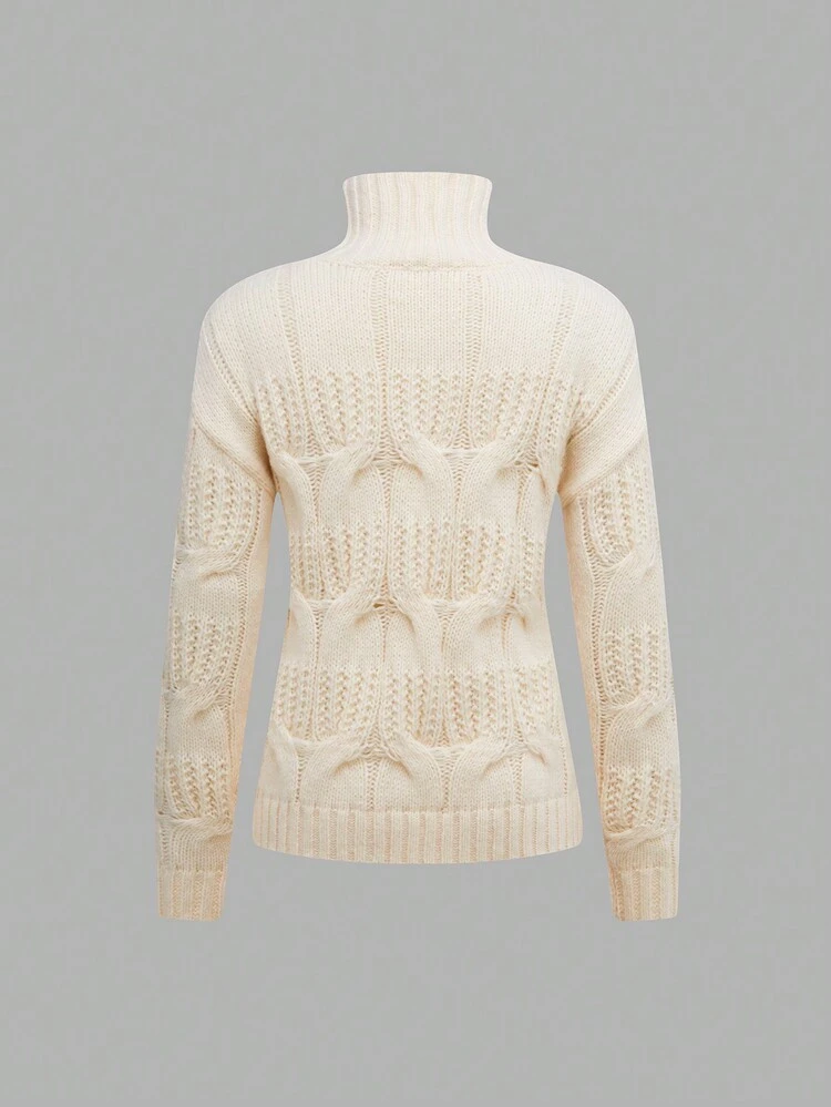 Women's High Neck Solid Color Knit Pullover Fall Winter Sweater