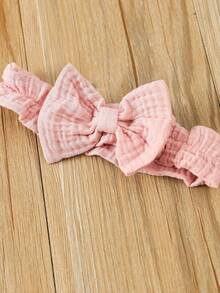 新生女嬰舒適可愛荷葉邊飾邊連身衣帶頭帶 - 彩色 - 查看 3