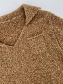 Flirla Khaki Color Short Flare Sleeve Sweater