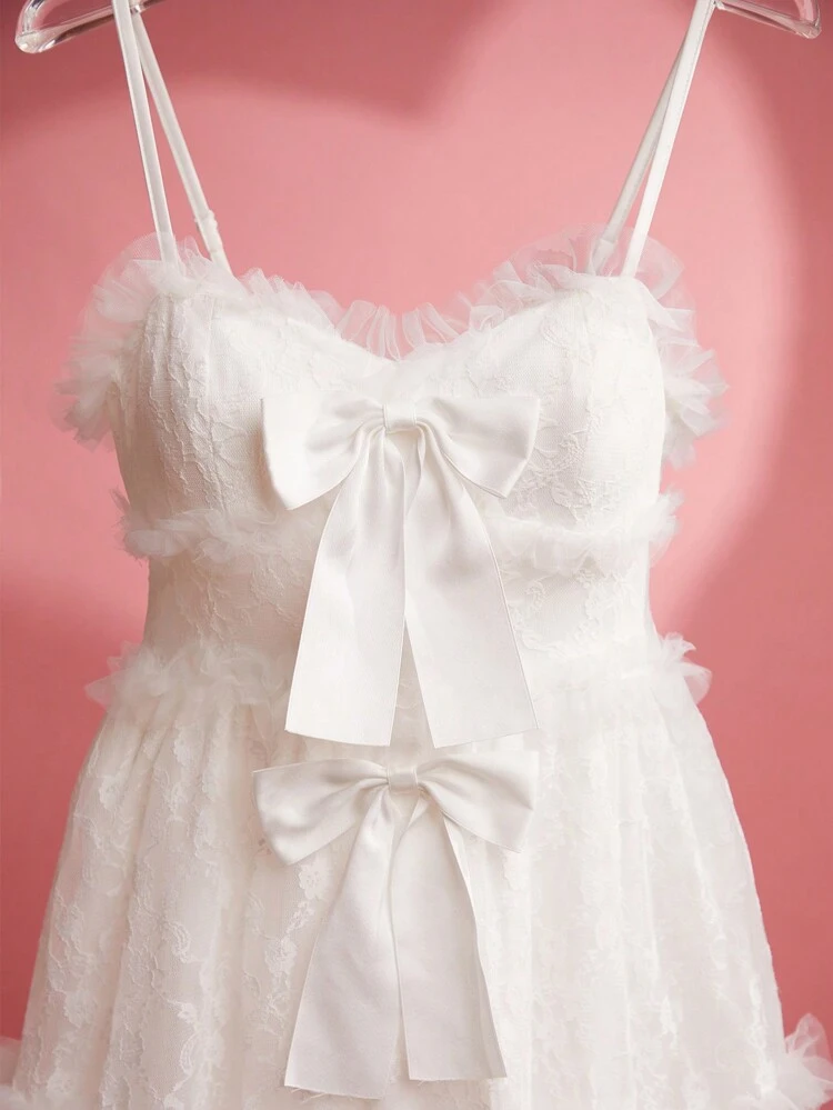 Women's Bowknot Decorated Spaghetti Strap Dress