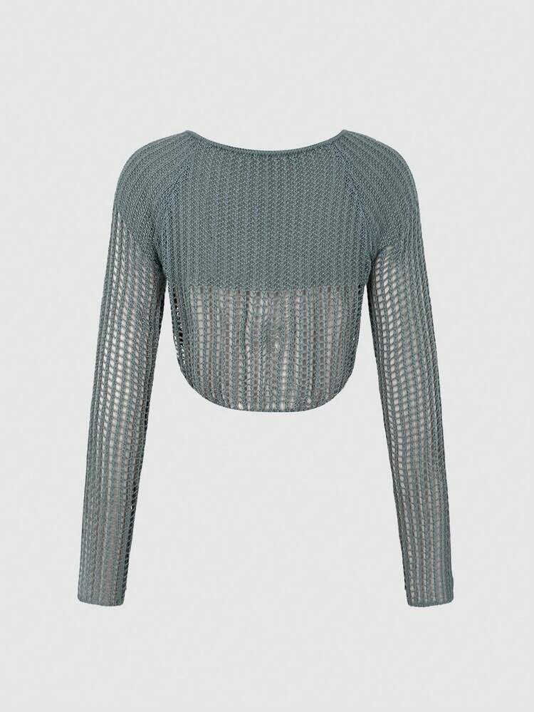 Women's Crew Neck Cropped Knit Pullover Fall Winter Sweater