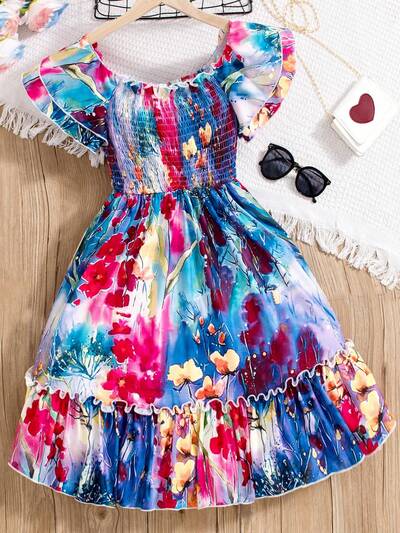 Vestido De Flor De Menina Com Caimento E Saia Armada