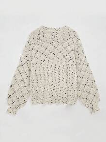Women's Autumn/Winter Casual Blended Color-Blocked Round Neck Long Sleeve Bell Sleeve Sweater Top