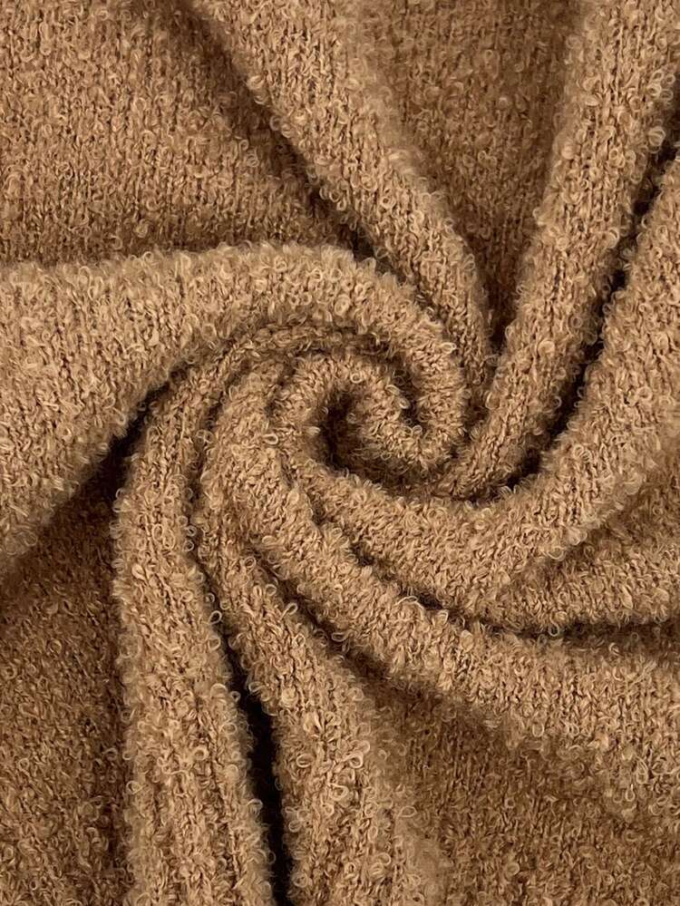 Khaki Color Short Flare Sleeve Knit Pullover Fall Winter Sweater