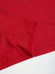 SHEIN EZwear 女款標語印花短袖 T 卹 - 紅色 - 查看 5