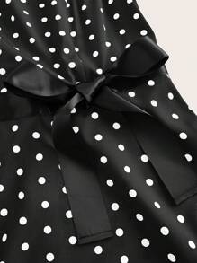 SHEIN Privé 女款圓點印花無袖圓領連身裙 - 黑色 - 查看 3