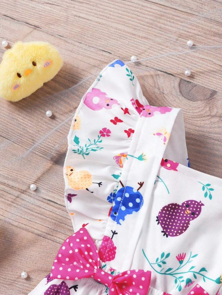 Baby Girls' Lovely Cartoon Printed Bodysuit For Summer