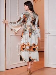 Modelyn Women'S Full Print Bell Sleeve Dress - Multicolor - View 2