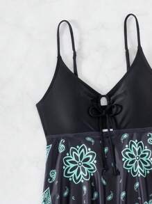SHEIN Swim Summer Beach Women's Floral Print Bikini Set - Multicolor - View 5