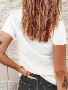 Heart & Letter Graphic Drop Shoulder Tee - White - View 2