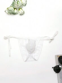 Nam Nút Nghệ Embellished Gợi cảm Đồ lót - trắng - Xem 1