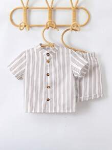 Baby Boy's Striped Casual Outfit Set - Khaki - View 2