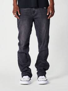 SUMWON Flare Fit Washed Jean - Black - View 2