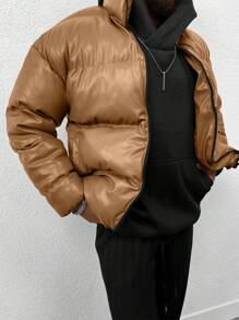 Manfinity Hypemode Men's Bright Padded Coat Padded Coat - Camel - View 3