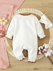 SHEIN 女嬰對比色側邊嵌條袖睡衣連髮帶