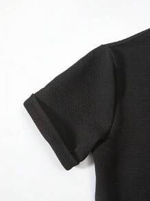 SHEIN 3pcs/Pack Boys' Multi-Color Casual Textured Arc Hem Short Sleeve T-Shirts, Suitable For Daily, Commute, Leisure & School Wear - Multicolor - View 4