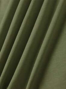 SHEIN LUNE 植物標語印花t卹 - 軍綠色 - 查看 4