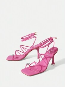 SheIn ICON 女士高跟涼鞋 - 粉色 - 查看 2