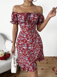 Chiquease 女性露肩花卉印花連身裙 - 彩色 - 查看 5