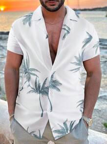 Manfinity RSRT Men's Tropical Plants Print Short Sleeve Shirt (random Cut) - White - View 1