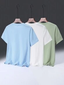 SHEIN 3pcs/Set Tween Boys' Loose Fit Casual Print Pattern Round Neck Short Sleeve T-Shirt - Multicolor - View 2