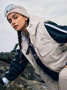 In My Nature 女款拉鍊前掀頭背心外套 - 米色 - 查看 4