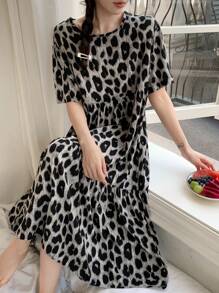 DAZY Camisón Con Estampado De Leopardo