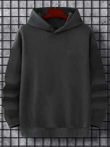 Men Star Print Drop Shoulder Thermal Lined Hoodie - Dark Grey - View 3