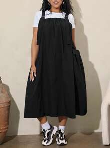 SHEIN CURVE+ 大尺碼女式吊帶連身裙