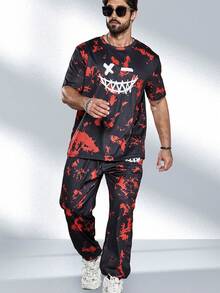 Manfinity LEGND 大尺碼男士紮染表情符號印花兩件套 - 彩色 - 查看 5