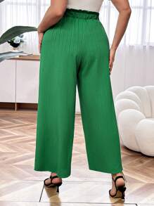 SHEIN LUNE Pantalones Verdes Del Día De San Patricio, Informales, Cómodos, Con Cintura Elástica De Talla Grande, Para Uso Diario Y Salir - Verde - Ver 2