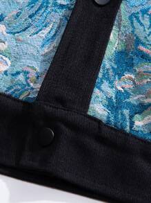 男士提花拼布夾克 - 黑色 - 查看 5