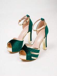 Women's Unique Shape High Heel Waterproof Platform Fashion Versatile Party Event Pumps